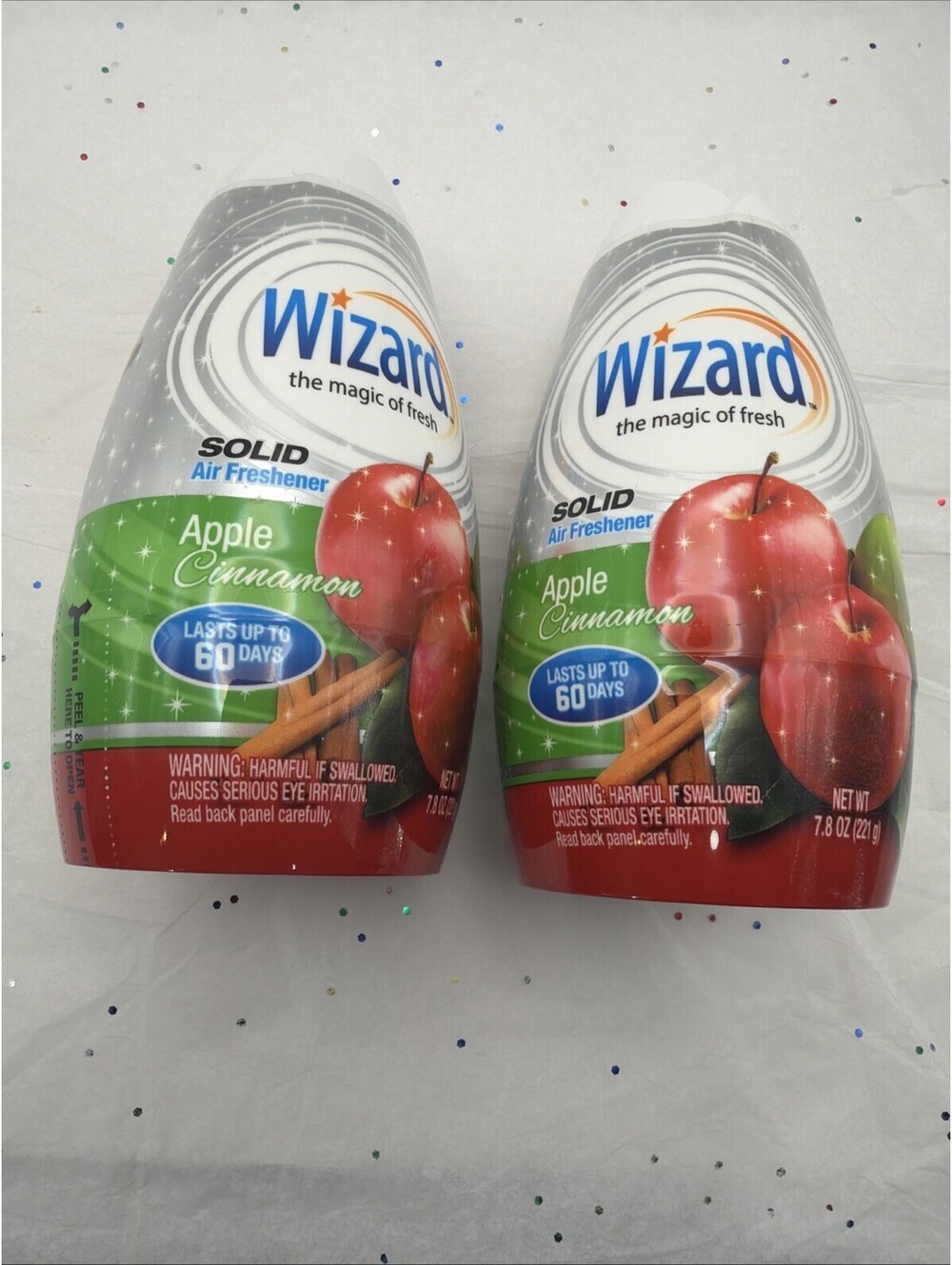 Wizard Solid Air Freshener Apple Cinnamon 7.8 Oz 2 Pk Odor Eliminator Sealed